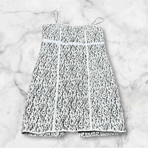 JS collection Elegant White Lace Dress strapless size 12